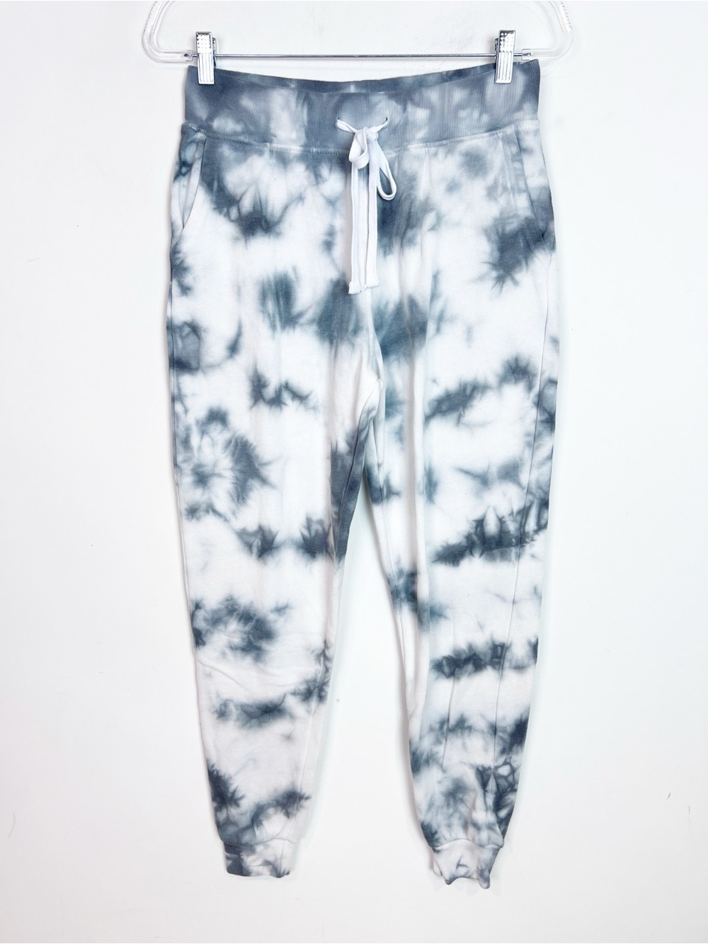 REFLEX GRAY WHITE TIE DYE JOGGER SWEAT PANTS WITH TIE AT WAIST SZ MEDIUM